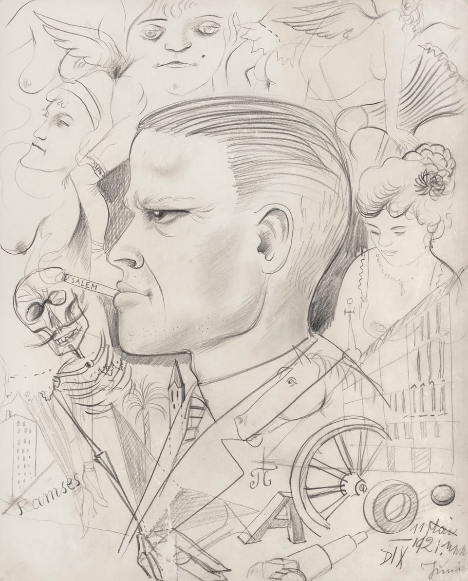 Otto Dix, Selbstbildnis in de Großtadt, Autoportrait dans la métropole, 1921 Otto Dix, Selbstbildnis in de Großtadt, Autoportrait dans la métropole, 1921